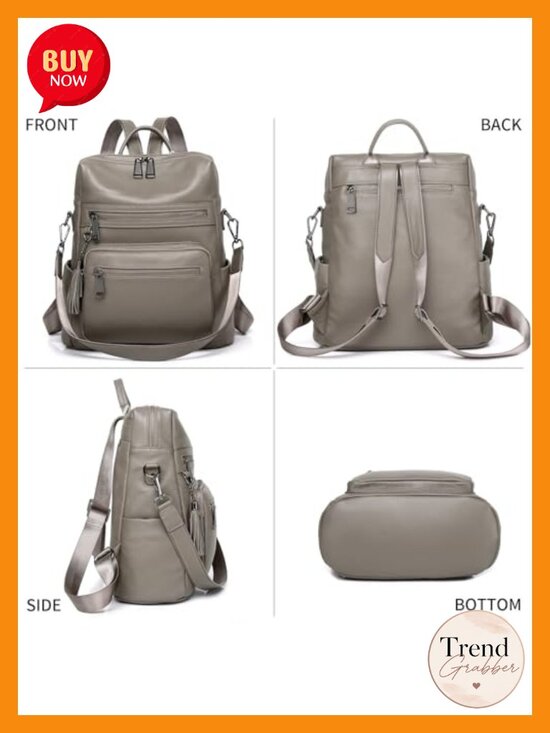 Genuine Leather Fashion Backpack Purse for Women, Convertible Shoulder Bag, main image 4